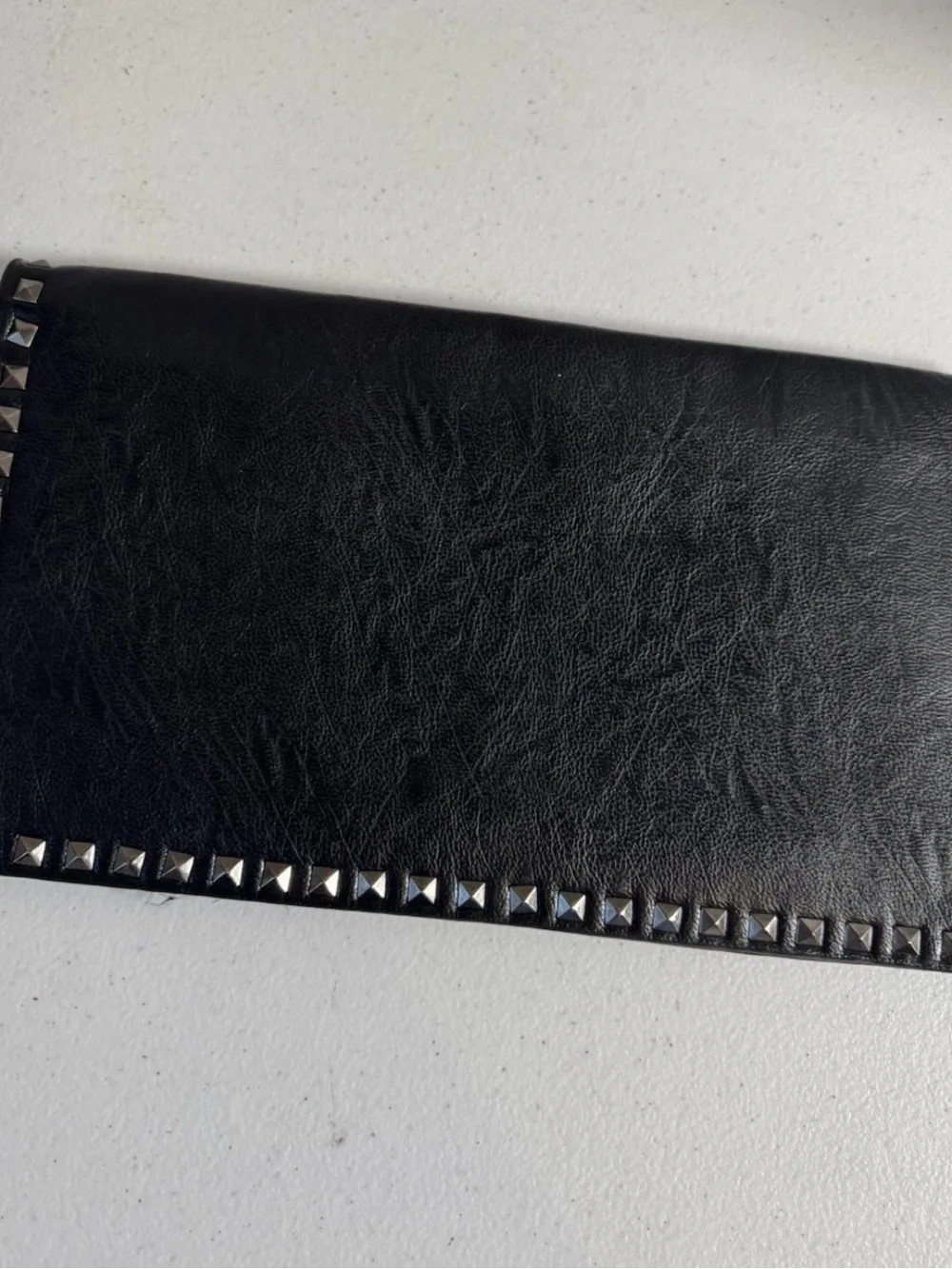 AKIRA Chicago Red Label Black Studded Oversized Clutch Wristlet Bag